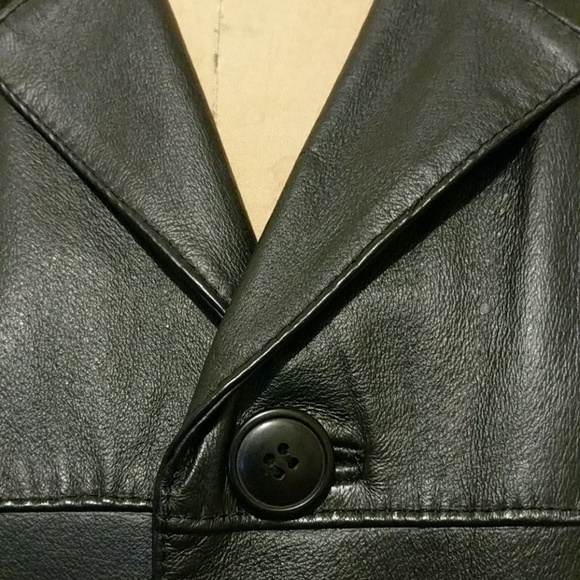 Men's black leather jacket - Picture 3 of 7